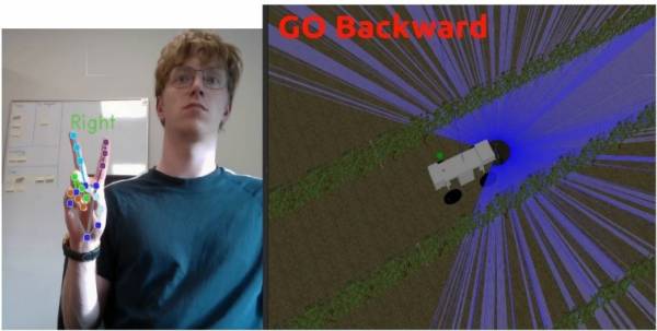 Commande gestuelle d'un robot en simulation
